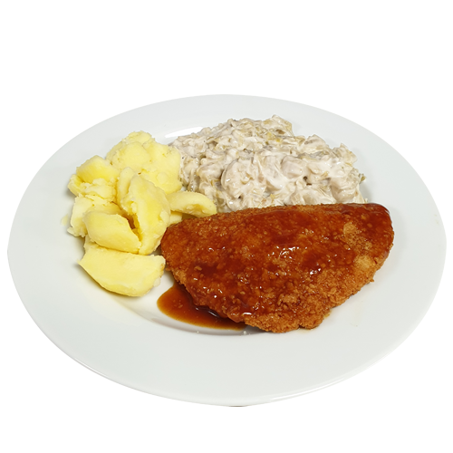 Cordon bleu (v) vleesjus, witlof a la crème en gekookte aardappelen(natrium/zoutarm)